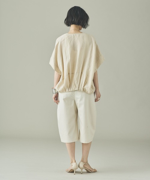 Curensology(カレンソロジー)の「Curensology(カレンソロジー)/フレンチリネンジップブラウス(シャツ/ブラウス・レディース・ベージュ/ホワイト/ブラック・FREE)」の5枚目の写真