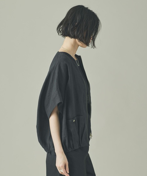 Curensology(カレンソロジー)の「Curensology(カレンソロジー)/フレンチリネンジップブラウス(シャツ/ブラウス・レディース・ベージュ/ホワイト/ブラック・FREE)」の7枚目の写真
