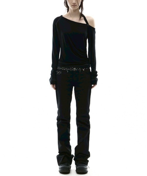 OJOS（オホス）の「【OJOS】Star Trim Bootcut Trousers / 【オホス】スタートリムブーツカットフレアパンツ（その他パンツ・レディース・グレー/ブラック・02/01）」の6枚目の写真
