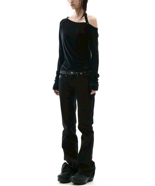 OJOS（オホス）の「【OJOS】Star Trim Bootcut Trousers / 【オホス】スタートリムブーツカットフレアパンツ（その他パンツ・レディース・グレー/ブラック・02/01）」の7枚目の写真