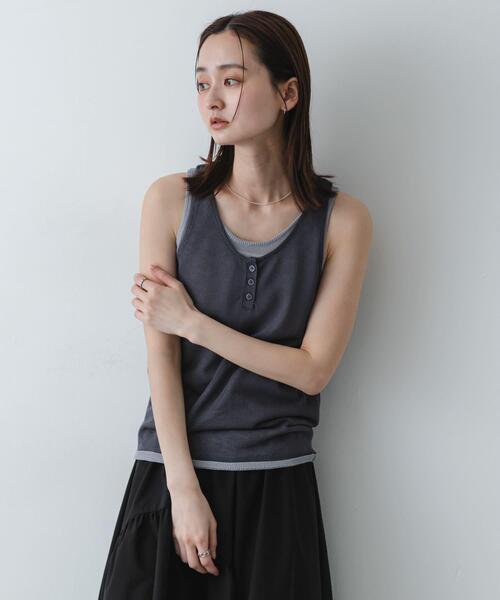 SENSE OF PLACE by URBAN RESEARCH（センスオブプレイスバイアーバンリサーチ）の「『洗濯可』アンサンブルニットタンクトップ（タンクトップ・レディース・ネイビー/ブラウン/チャコールグレー・ONE）」の13枚目の写真