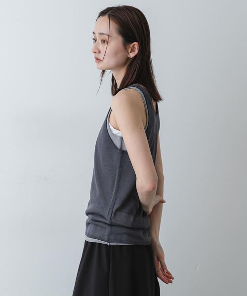 SENSE OF PLACE by URBAN RESEARCH（センスオブプレイスバイアーバンリサーチ）の「『洗濯可』アンサンブルニットタンクトップ（タンクトップ・レディース・ネイビー/ブラウン/チャコールグレー・ONE）」の14枚目の写真