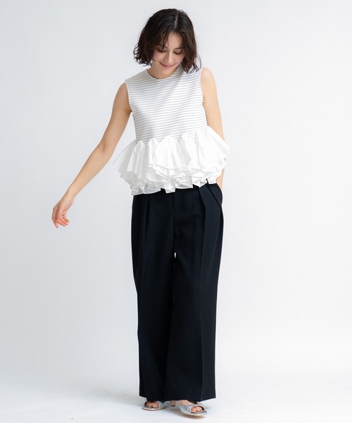 NOELA(ノエラ)の「リネンストレートワイドパンツ(その他パンツ・レディース・ブラック/オフホワイト/イエロー・S/M)」の4枚目の写真