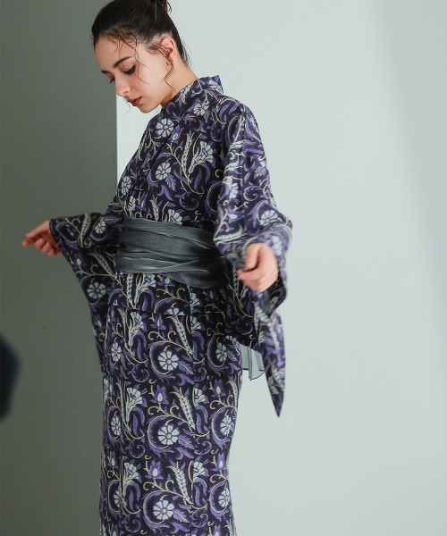 Callarus(カラルス)の「【浴衣】ブロックプリント浴衣セット(簡易ゆかた+帯)〔Callarus〕(浴衣・レディース・ブラック系/パープル系その他・FREE)」の16枚目の写真