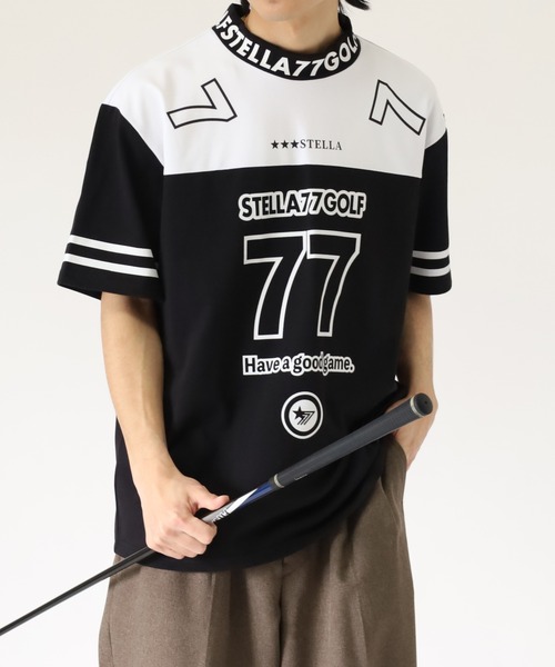stella77golf(ステラセブンティーンセブンゴルフ)の「COOLMAX接触冷感モックネックTシャツ(Tシャツ/カットソー・メンズ・ホワイト系1/ホワイト系/ホワイト/ネイビー系1/ブラック系1/ブラック/ブラック系/ネイビー/ネイビー系・XL/XXL/M/L)」の5枚目の写真
