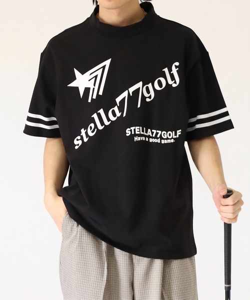 stella77golf(ステラセブンティーンセブンゴルフ)の「COOLMAX接触冷感モックネックTシャツ(Tシャツ/カットソー・メンズ・ホワイト系1/ホワイト系/ホワイト/ネイビー系1/ブラック系1/ブラック/ブラック系/ネイビー/ネイビー系・XL/XXL/M/L)」の6枚目の写真