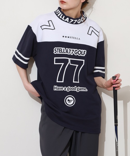 stella77golf(ステラセブンティーンセブンゴルフ)の「COOLMAX接触冷感モックネックTシャツ(Tシャツ/カットソー・メンズ・ホワイト系1/ホワイト系/ホワイト/ネイビー系1/ブラック系1/ブラック/ブラック系/ネイビー/ネイビー系・XL/XXL/M/L)」の8枚目の写真