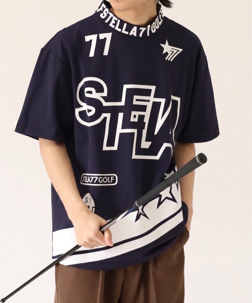 stella77golf(ステラセブンティーンセブンゴルフ)の「COOLMAX接触冷感モックネックTシャツ(Tシャツ/カットソー・メンズ・ホワイト系1/ホワイト系/ホワイト/ネイビー系1/ブラック系1/ブラック/ブラック系/ネイビー/ネイビー系・XL/XXL/M/L)」の7枚目の写真