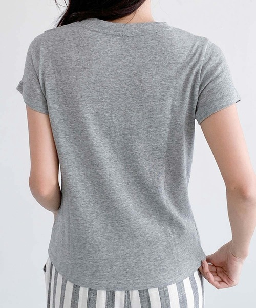 LOWO（ロワ）の「【S/Mサイズ】伸縮スラブ天竺クルーネックTシャツ（Tシャツ/カットソー・レディース・グレー/ブラック/オフホワイト・M/S）」の9枚目の写真
