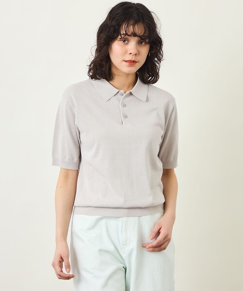 MACKINTOSH PHILOSOPHY(マッキントッシュ フィロソフィー)の「GREY LABEL リネンミックスポロニット(ポロシャツ・レディース・ダークネイビー/グレー・6/2)」の1枚目の写真