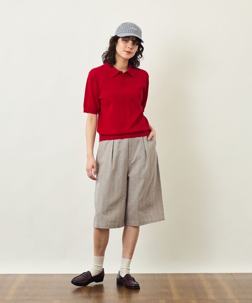 MACKINTOSH PHILOSOPHY(マッキントッシュ フィロソフィー)の「GREY LABEL リネンミックスポロニット(ポロシャツ・レディース・ダークネイビー/グレー・6/2)」の4枚目の写真