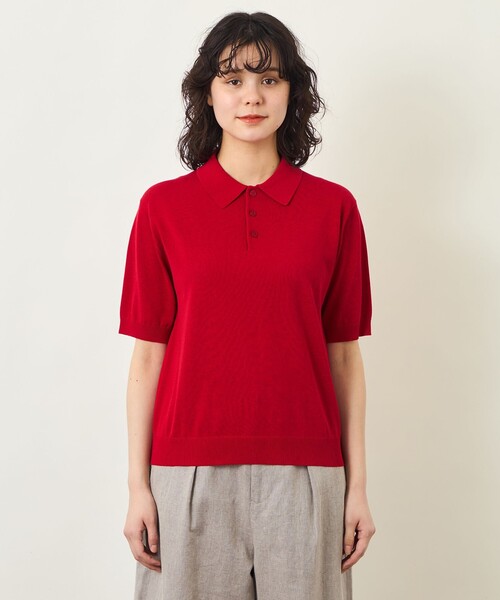 MACKINTOSH PHILOSOPHY(マッキントッシュ フィロソフィー)の「GREY LABEL リネンミックスポロニット(ポロシャツ・レディース・ダークネイビー/グレー・6/2)」の6枚目の写真