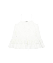 POCKET FRILL SLEEVELESS, WHITE