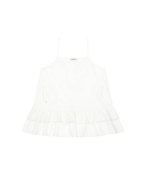 OHESHIO(オヘシオ)の「POCKET FRILL SLEEVELESS, WHITE(Tシャツ/カットソー・レディース・その他・FREE)」の1枚目の写真