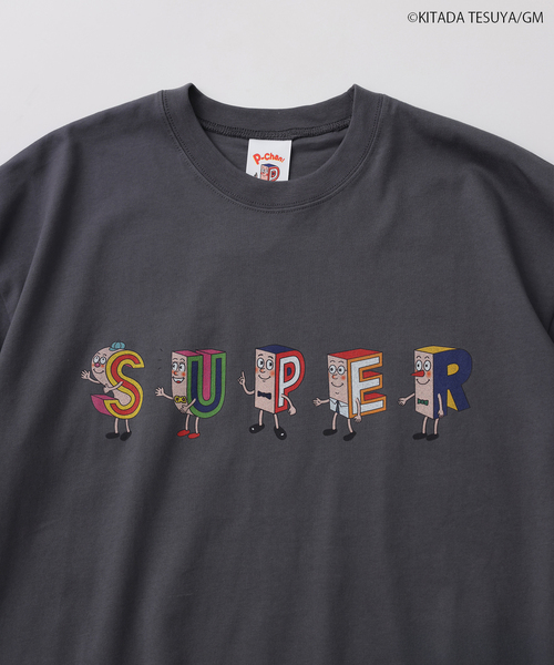 JOURNAL STANDARD relume(ジャーナルスタンダード レリューム)の「Pちゃん / アルファベッツ "SUPER" アルファベット Tシャツ(Tシャツ/カットソー・メンズ・ブラック系その他/ホワイト・LARGE/MEDIUM)」の3枚目の写真