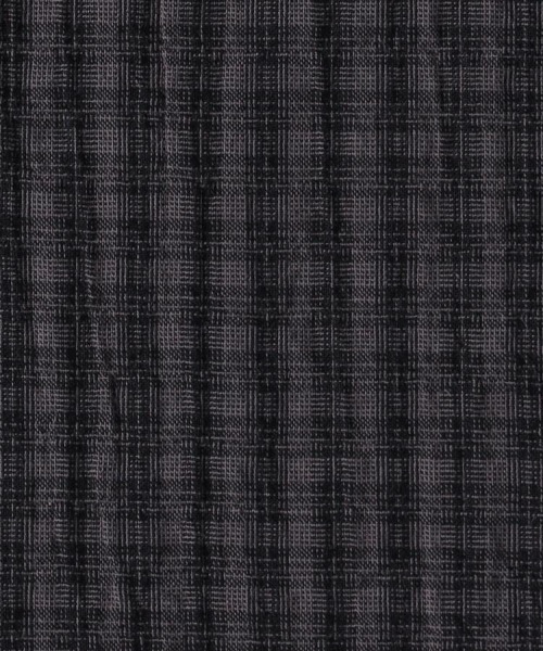 BACK NUMBER(バックナンバー)の「【BACK NUMBER】サッカーチェック半袖シャツ (オープンカラー / 涼感 / 羽織り / 爽やか / リラックスシルエット)(シャツ/ブラウス・メンズ・キナリ/ブラック/ブルー・M/L/XL/S)」の20枚目の写真