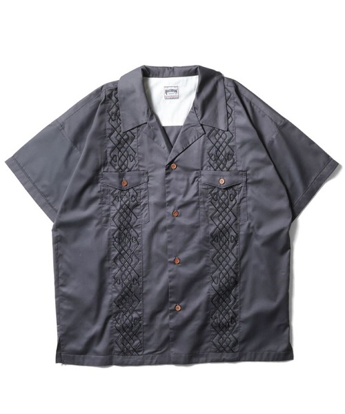 HOUSTON(ヒューストン)の「HOUSTON コード刺繍オープンカラーシャツ(CHEST POKET)(シャツ/ブラウス・メンズ・オフホワイト/オリーブ/チャコール・XX-LARGE/X-LARGE/LARGE/MEDIUM)」の3枚目の写真