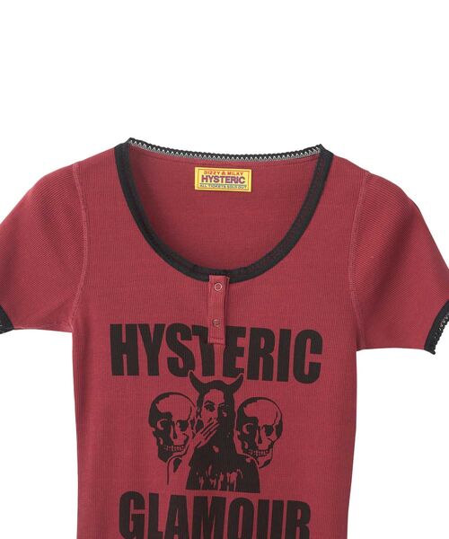HYSTERIC GLAMOUR(ヒステリックグラマー)の「EVIL SKULL チビTシャツ(Tシャツ/カットソー・レディース・ブラック/レッド/グリーン・FREE)」の12枚目の写真