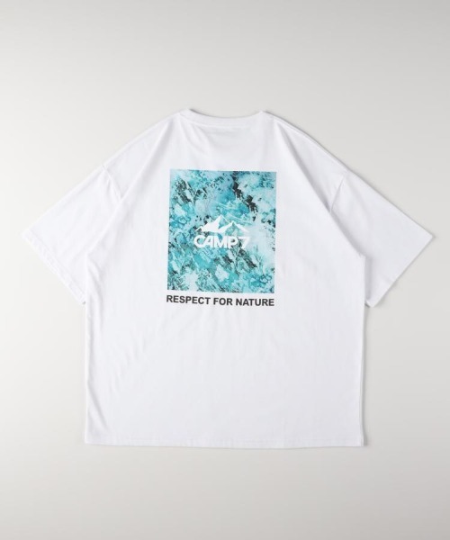CAMP7（キャンプセブン）の「【CAMP7】バックスクエアロゴＴシャツ (フォトプリント / 綿100% / 抗菌防臭 / オーバーサイズ)（Tシャツ/カットソー・メンズ・ホワイト/ブラック/ブルー・XL/S/M/L）」の11枚目の写真