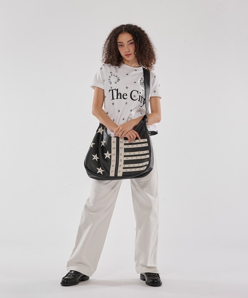 WISH FOR EVER(ウィッシュフォーエバー)の「STAR STUDS FLAG SHOULDER BAG/スタースタッズフラッグショルダーバッグ(ショルダーバッグ・メンズ・ネイビー/ブラック・ONE SIZE)」の9枚目の写真