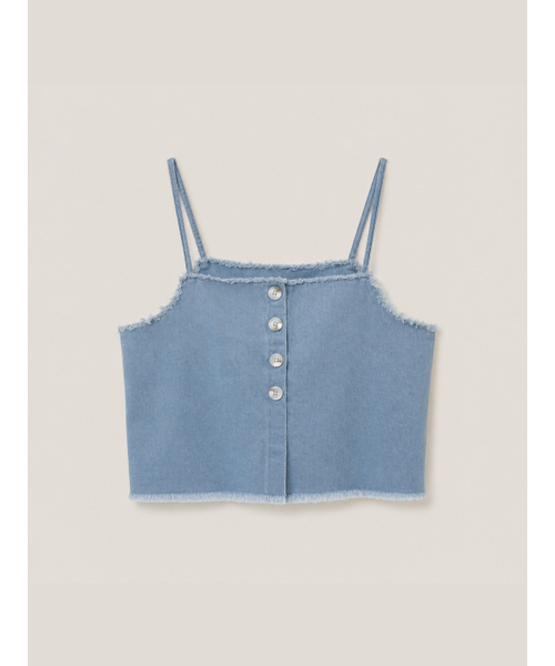 320SHOWROOM(320ショールーム)の「Reversible Button Denim Crop Sleeveless Top Light blue(シャツ/ブラウス・レディース・スカイブルー・FREE)」の4枚目の写真