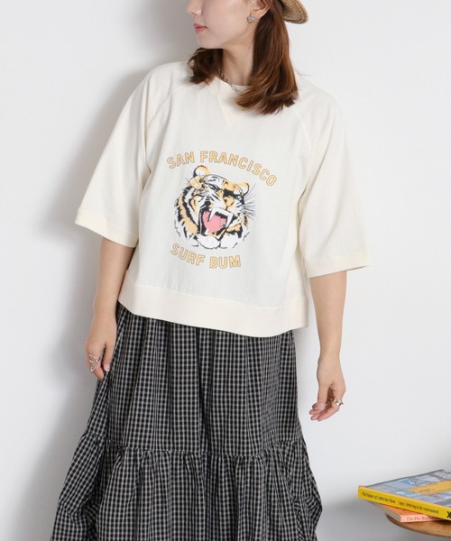 cepo(セポ)の「フロッキー加工アニマルプリントショートスリーブTee(Tシャツ/カットソー・レディース・オフホワイト/サックスブルー/チャコール/レッド・M)」の2枚目の写真