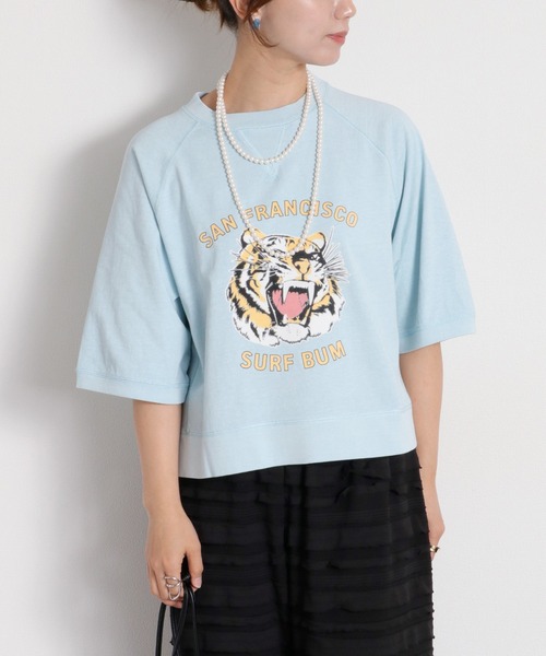 cepo(セポ)の「フロッキー加工アニマルプリントショートスリーブTee(Tシャツ/カットソー・レディース・オフホワイト/サックスブルー/チャコール/レッド・M)」の1枚目の写真
