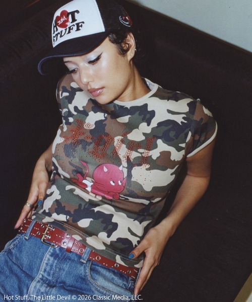 X-girl(エックスガール)の「X-girl | HOT STUFF TRUCKER CAP(キャップ・レディース・ブラック・ONE SIZE)」の3枚目の写真