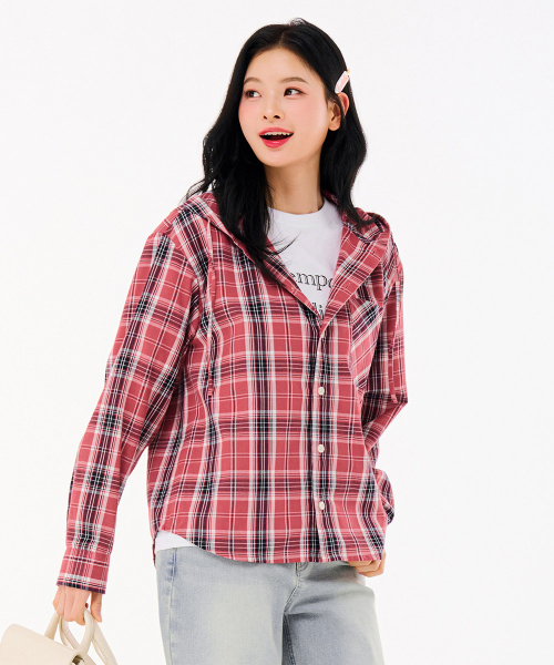 CHASECULT(チェイスカルト)の「共用チェックフードシャツ-FBRU5423C0K(シャツ/ブラウス・メンズ・オレンジ・90/100/95/105)」の5枚目の写真