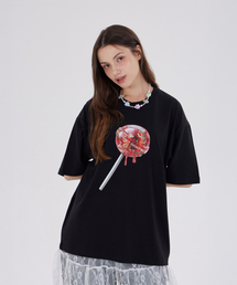 DYSFUNCT（ディスファンクト）の「RED HOOD FLORAL CANDY T-SHIRT(BLACK)（Tシャツ/カットソー）」