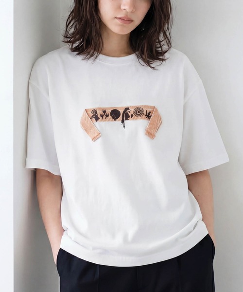 ONEXONE(ワンフォーワン)の「【ONEXONE/ワンフォーワン】WJ EMBROIDERED T-SHIRT(Tシャツ/カットソー・メンズ・ホワイト/ブラック・MEDIUM/LARGE)」の1枚目の写真