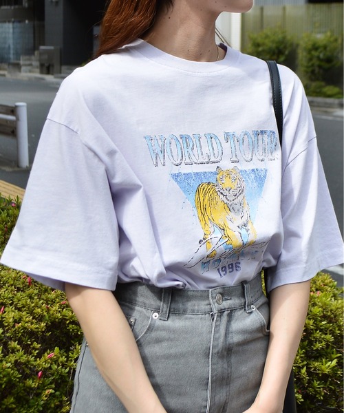 DOUBLE STEAL(ダブルスティール)の「World TourタイガープリントTシャツ(Tシャツ/カットソー・レディース・グリーン系その他/ラベンダー・FREE)」の6枚目の写真