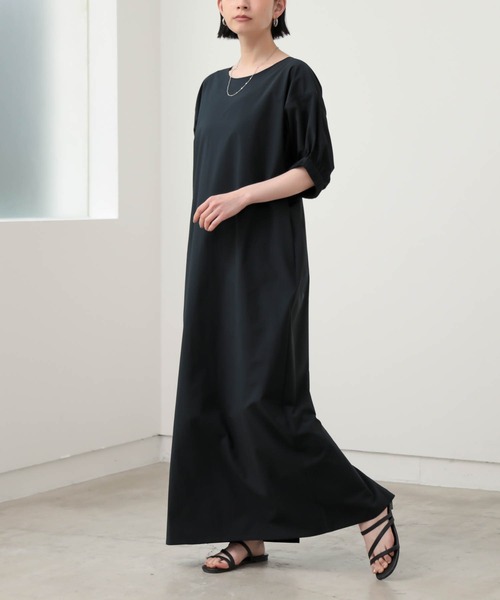 for/c(フォーシー)の「ボリュームスリーブワンピース【サスティナブル】(ワンピース・レディース・ネイビー/ブラック/ブラウン・TM/L/M/PM)」の1枚目の写真