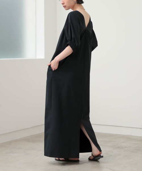 for/c(フォーシー)の「ボリュームスリーブワンピース【サスティナブル】(ワンピース・レディース・ネイビー/ブラック/ブラウン・TM/L/M/PM)」の7枚目の写真