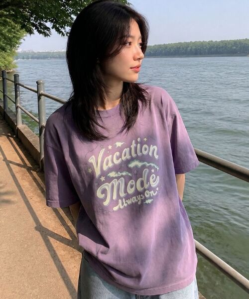 WILDROCK(ワイルドロック)の「バケーションモード ピグメントオーバーサイズ半袖Tシャツ(クロップ付き)(Tシャツ/カットソー・レディース・ピンク/ライトパープル/カーキ/ブルー/ホワイト/ライトグレー/ブラック/チャコール・LARGE/SMALL/MEDIUM/X-SMALL/FREE)」の17枚目の写真