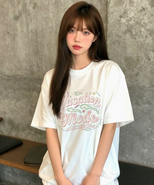 WILDROCK(ワイルドロック)の「バケーションモード ピグメントオーバーサイズ半袖Tシャツ(クロップ付き)(Tシャツ/カットソー・レディース・ピンク/ライトパープル/カーキ/ブルー/ホワイト/ライトグレー/ブラック/チャコール・LARGE/SMALL/MEDIUM/X-SMALL/FREE)」の20枚目の写真
