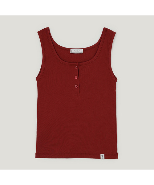 TWEE(トゥウィー)の「パーキンリブボタンスリーブレス(Tシャツ/カットソー・レディース・アイボリー/オリーブ/レッド/ネイビー・FREE)」の4枚目の写真