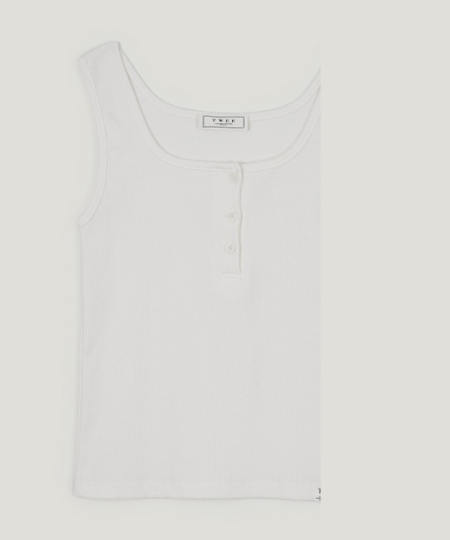TWEE(トゥウィー)の「パーキンリブボタンスリーブレス(Tシャツ/カットソー・レディース・アイボリー/オリーブ/レッド/ネイビー・FREE)」の9枚目の写真