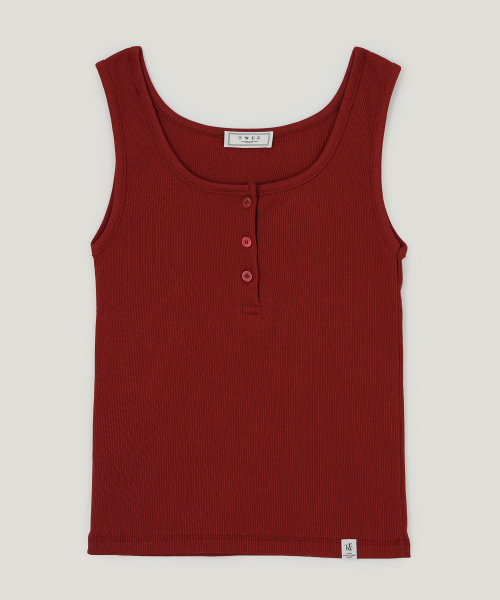 TWEE(トゥウィー)の「パーキンリブボタンスリーブレス(Tシャツ/カットソー・レディース・アイボリー/オリーブ/レッド/ネイビー・FREE)」の10枚目の写真