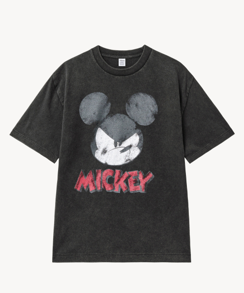 VTWO(ブイツー)の「フェイドウォッシングフェイス_ミッキー_ティーシャツ(ブラック)(Tシャツ/カットソー・レディース・その他・LARGE/MEDIUM)」の1枚目の写真