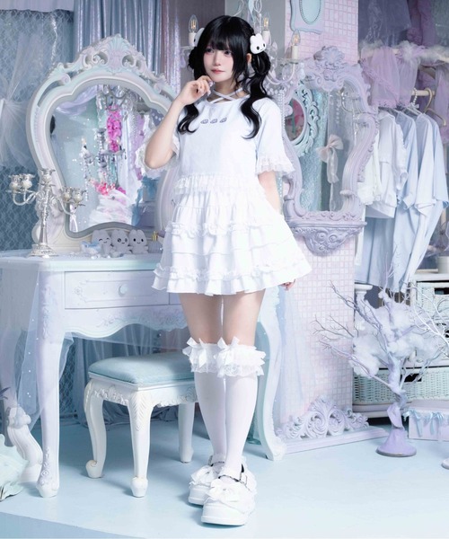 Whinny(ホワイニー)の「Whinny/【Whinny×やさうさちゃん】やさうさちゃんときめきT(Tシャツ/カットソー・レディース・ブラック/ホワイト/サックスブルー・FREE)」の15枚目の写真