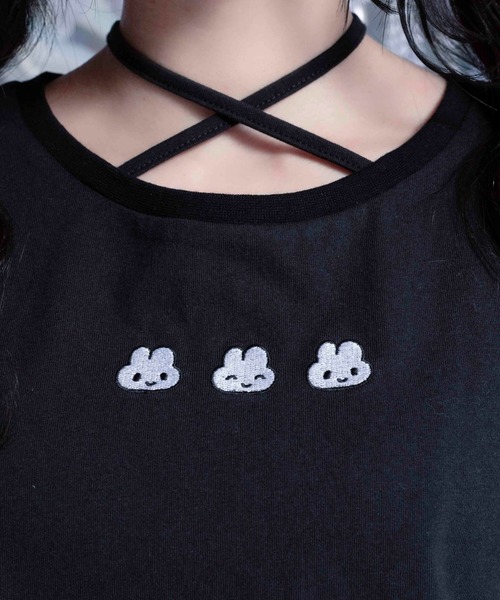 Whinny(ホワイニー)の「Whinny/【Whinny×やさうさちゃん】やさうさちゃんときめきT(Tシャツ/カットソー・レディース・ブラック/ホワイト/サックスブルー・FREE)」の10枚目の写真