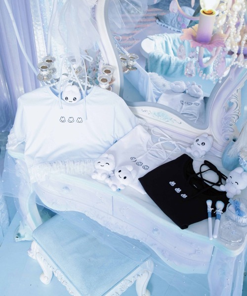 Whinny(ホワイニー)の「Whinny/【Whinny×やさうさちゃん】やさうさちゃんときめきT(Tシャツ/カットソー・レディース・ブラック/ホワイト/サックスブルー・FREE)」の19枚目の写真
