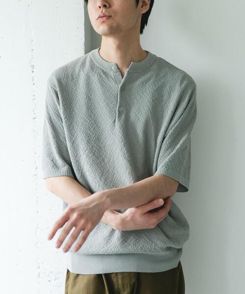URBAN RESEARCH DOORS(アーバンリサーチドアーズ)の「『吸水速乾/防シワ/イージーケア/UVカット』DRYMIX カノコ ショートスリーブヘンリーネックニット(ニット/セーター・メンズ・ブラック/グレー・MEDIUM/LARGE)」の18枚目の写真