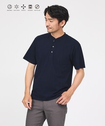 ABAHOUSE GRAY | 【SMART CLOSET】シルケット天竺 キーヘンリーネック Tシャツ / 接触冷感 / 遮熱(Tシャツ/カットソー)