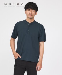 【SMART CLOSET】シルケット天竺 キーヘンリーネック Tシャツ / 接触冷感 / 遮熱
