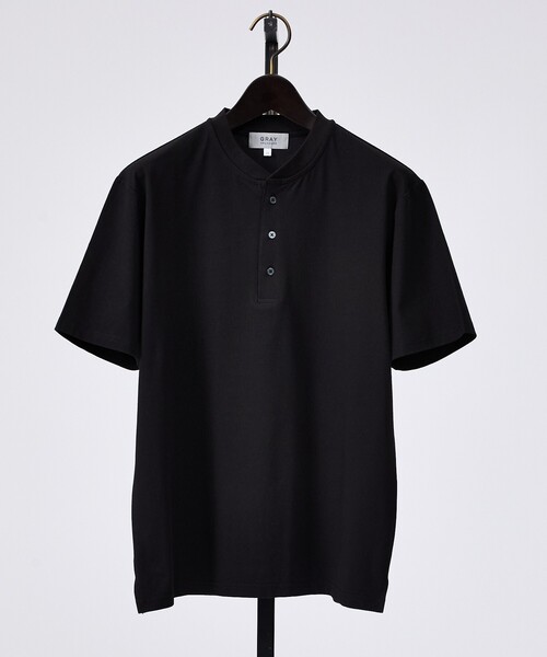 ABAHOUSE GRAY(アバハウスグレイ)の「【SMART CLOSET】シルケット天竺 キーヘンリーネック Tシャツ / 接触冷感 / 遮熱(Tシャツ/カットソー・メンズ・グリーン/ネイビー/ブラック/ホワイト/グレイッシュベージュ・44/50/46/48)」の7枚目の写真