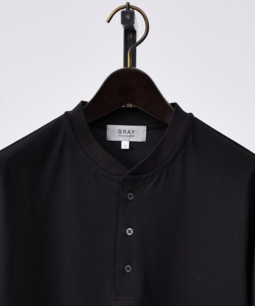 ABAHOUSE GRAY(アバハウスグレイ)の「【SMART CLOSET】シルケット天竺 キーヘンリーネック Tシャツ / 接触冷感 / 遮熱(Tシャツ/カットソー・メンズ・グリーン/ネイビー/ブラック/ホワイト/グレイッシュベージュ・44/50/46/48)」の9枚目の写真