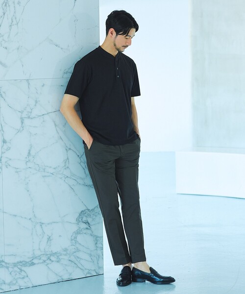 ABAHOUSE GRAY(アバハウスグレイ)の「【SMART CLOSET】シルケット天竺 キーヘンリーネック Tシャツ / 接触冷感 / 遮熱(Tシャツ/カットソー・メンズ・グリーン/ネイビー/ブラック/ホワイト/グレイッシュベージュ・44/50/46/48)」の16枚目の写真