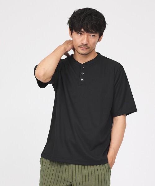 ABAHOUSE GRAY(アバハウスグレイ)の「【SMART CLOSET】シルケット天竺 キーヘンリーネック Tシャツ / 接触冷感 / 遮熱(Tシャツ/カットソー・メンズ・グリーン/ネイビー/ブラック/ホワイト/グレイッシュベージュ・44/50/46/48)」の19枚目の写真